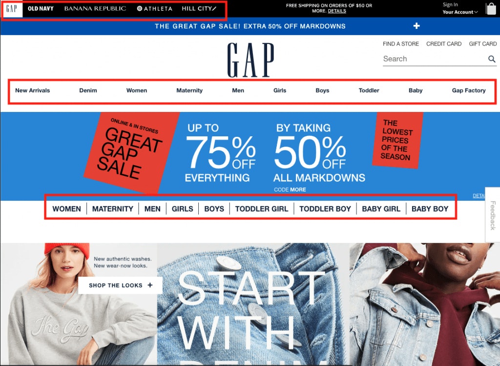 Screenshot of Gap Brand Architecture