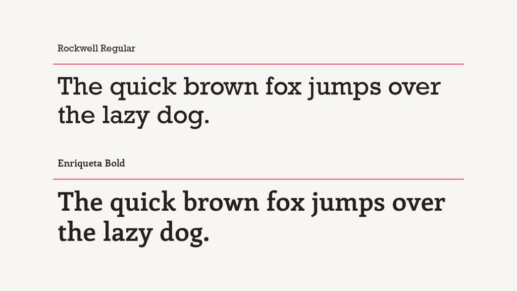 Rockwell Regular Font vs Alternative Enriqueta Bold