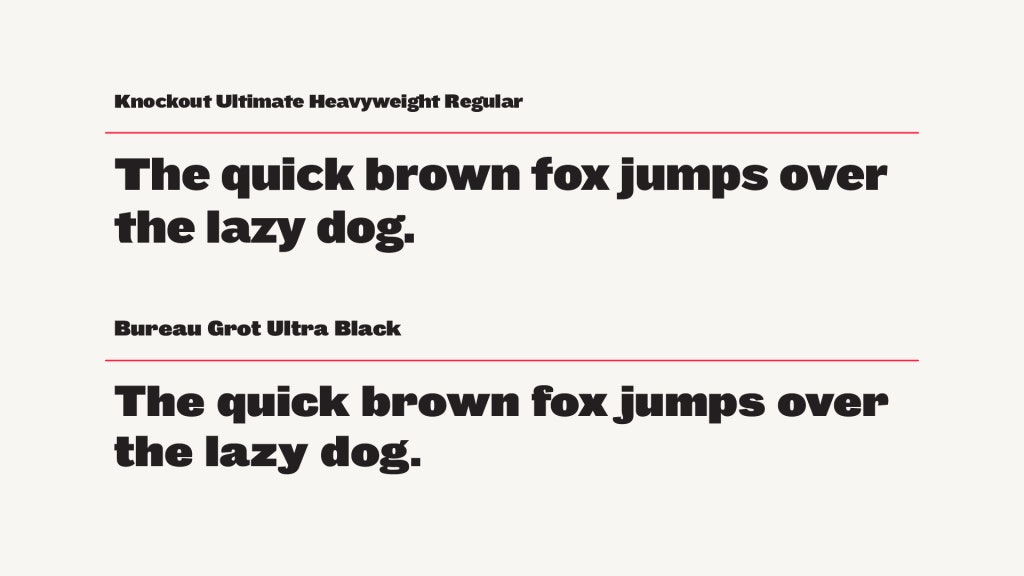 Knockout Ultimate Heavyweight Regular Font vs Free Alternative Bureau Grot Ultra Black