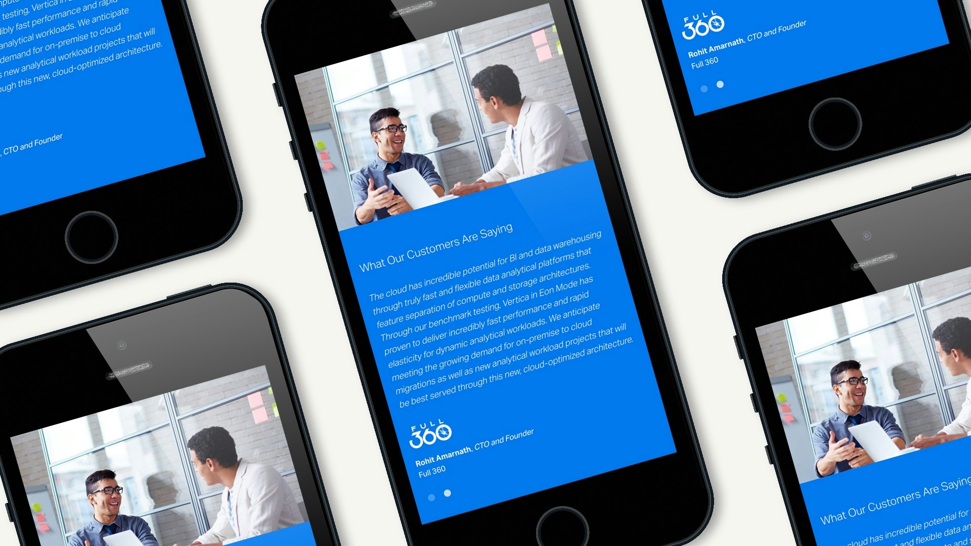 Vertica by the Hour Testimonial Page on Mobile