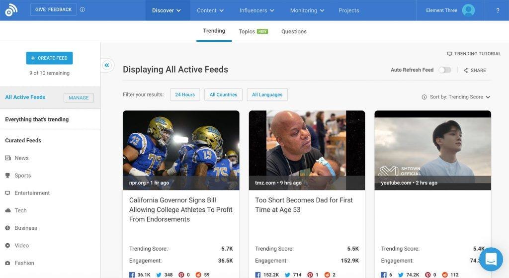 BuzzSumo Overview Page
